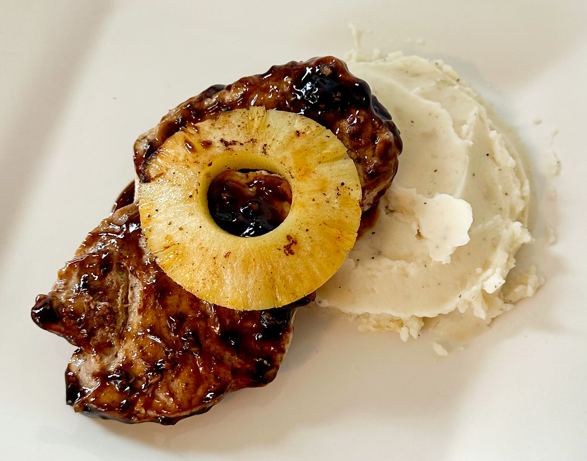 Seared Teriyaki Porkchop with Grilled Pineapple